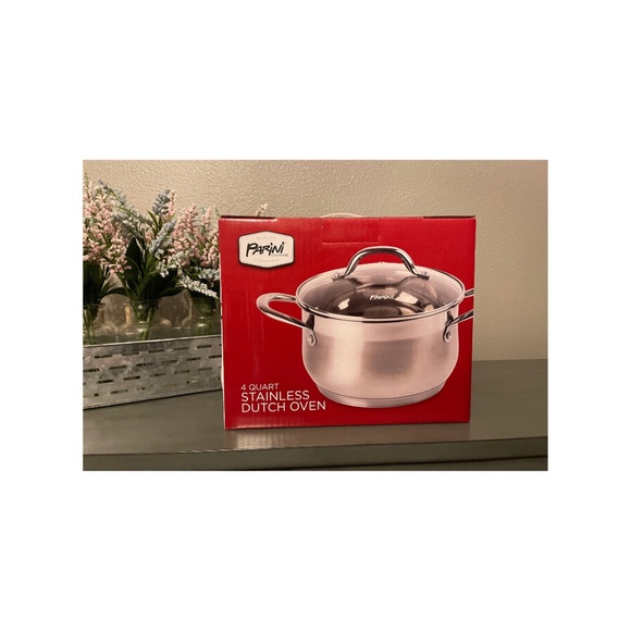 Parini 4 Quart 304 Stainless Steel Dutch Oven with Tempered Glass Lid-New in Box - Picture 1 of 7